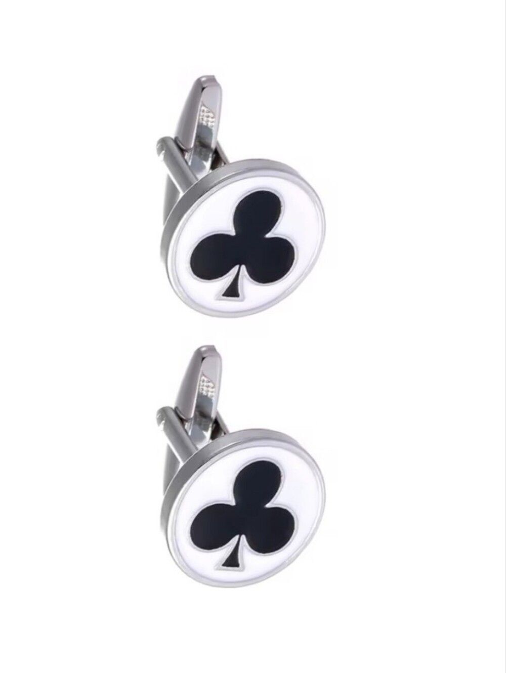 Club Suit Cufflinks Black Clover Playing Card Casino Gambling Formal Accessory